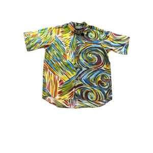 Jams World Shirt Mens Medium Whirly Pop Hawaiian Surf Line Aloha Button Up Vtg